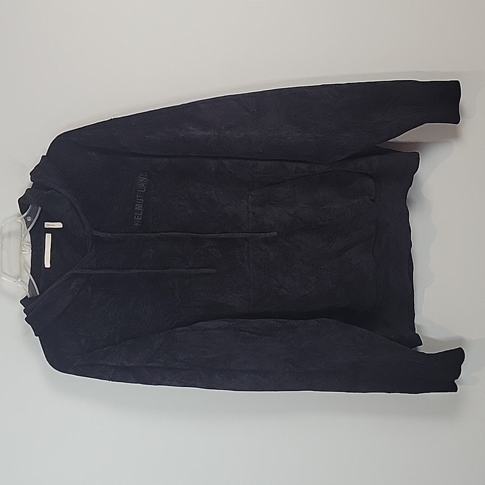 Helmut Lang Logo Embroidered Velvet Drawstring Hoodie